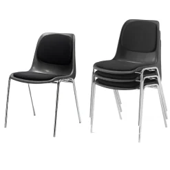 4 Stabelstole Oporto Xtra m. polster, blankt stel