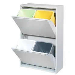 Affaldsstation 4x15 liter, hvid/lysegrå