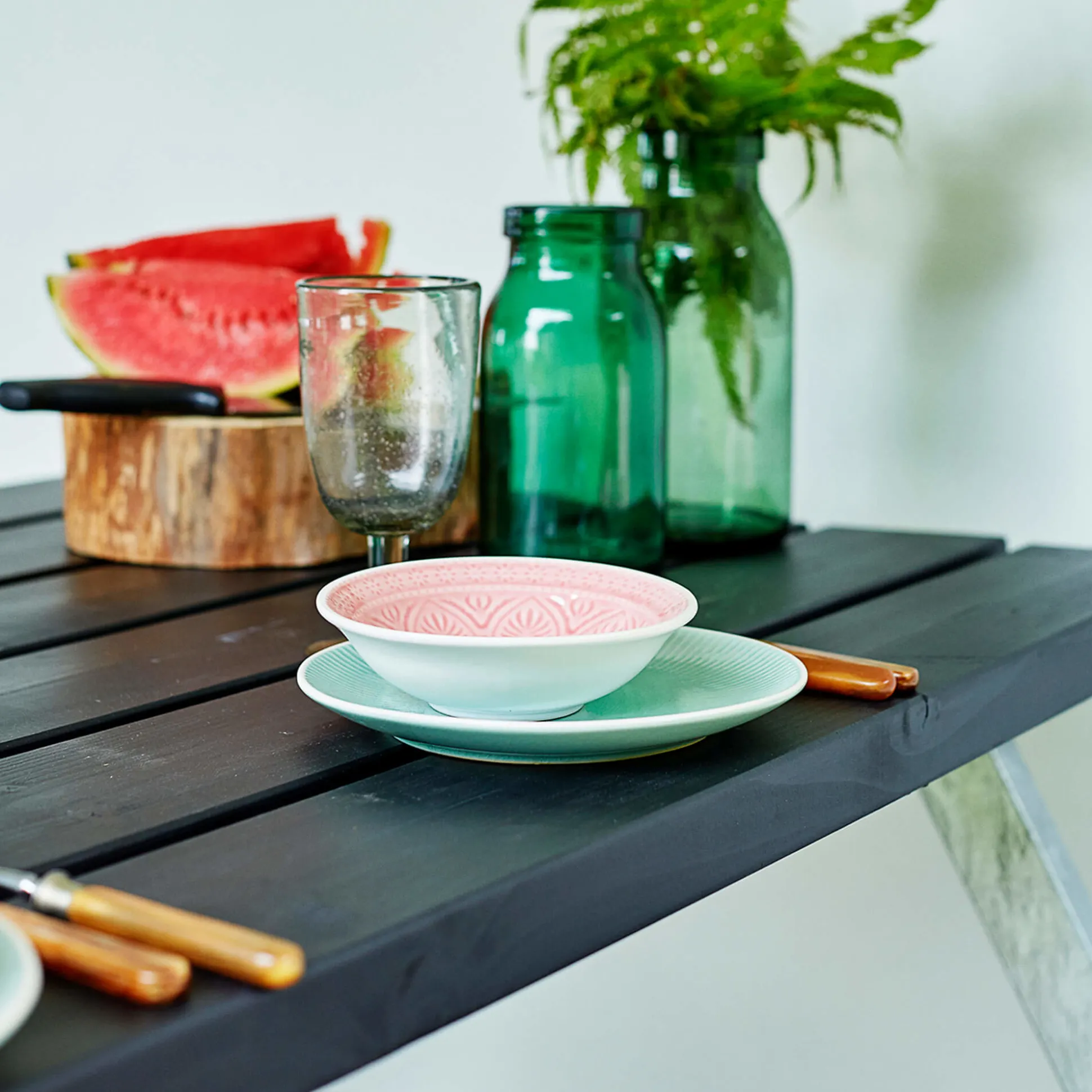 Bord bænkesæt Alpha 10 Sort m. ryglæn