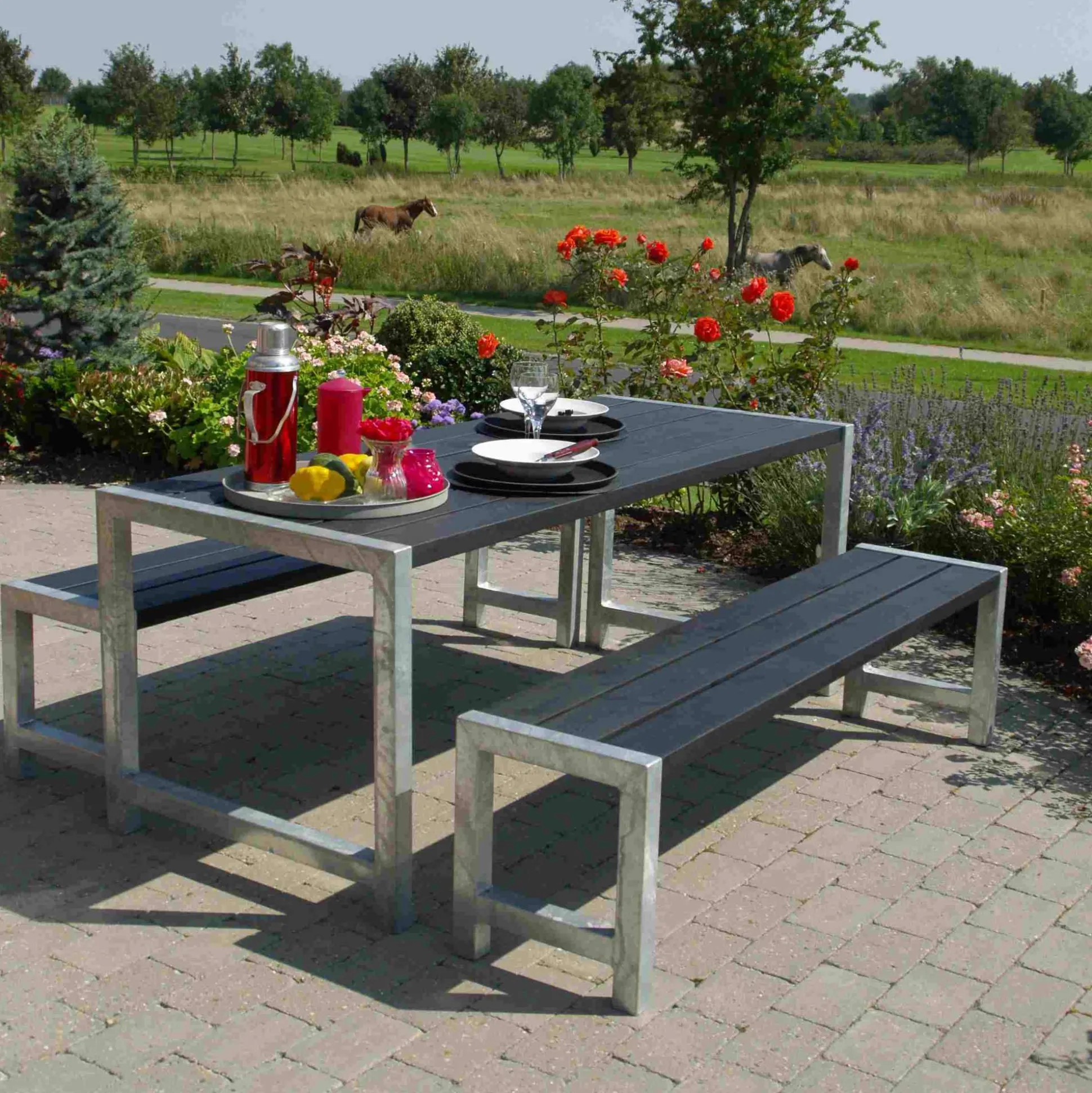 Bord bænkesæt Plan - Sort