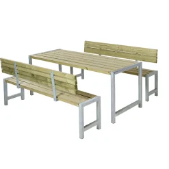 Bord bænkesæt Plan - trykimprægneret m. ryglæn