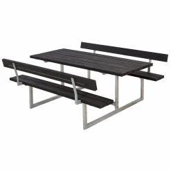 Bord Bænkesæt Rustik m. ryglæn Sort Genanvendeligt Plast