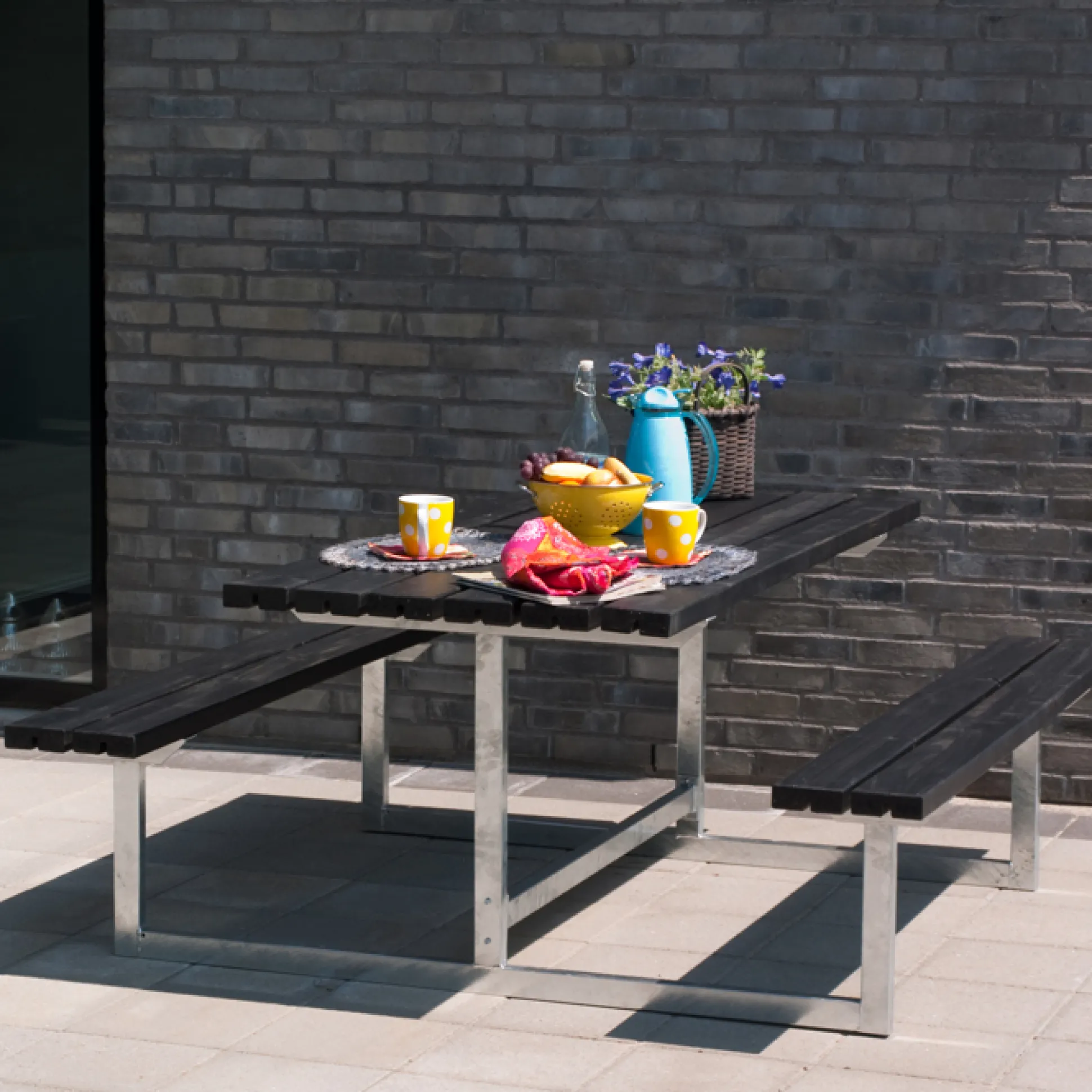 Bord bænkesæt Rustik Sort