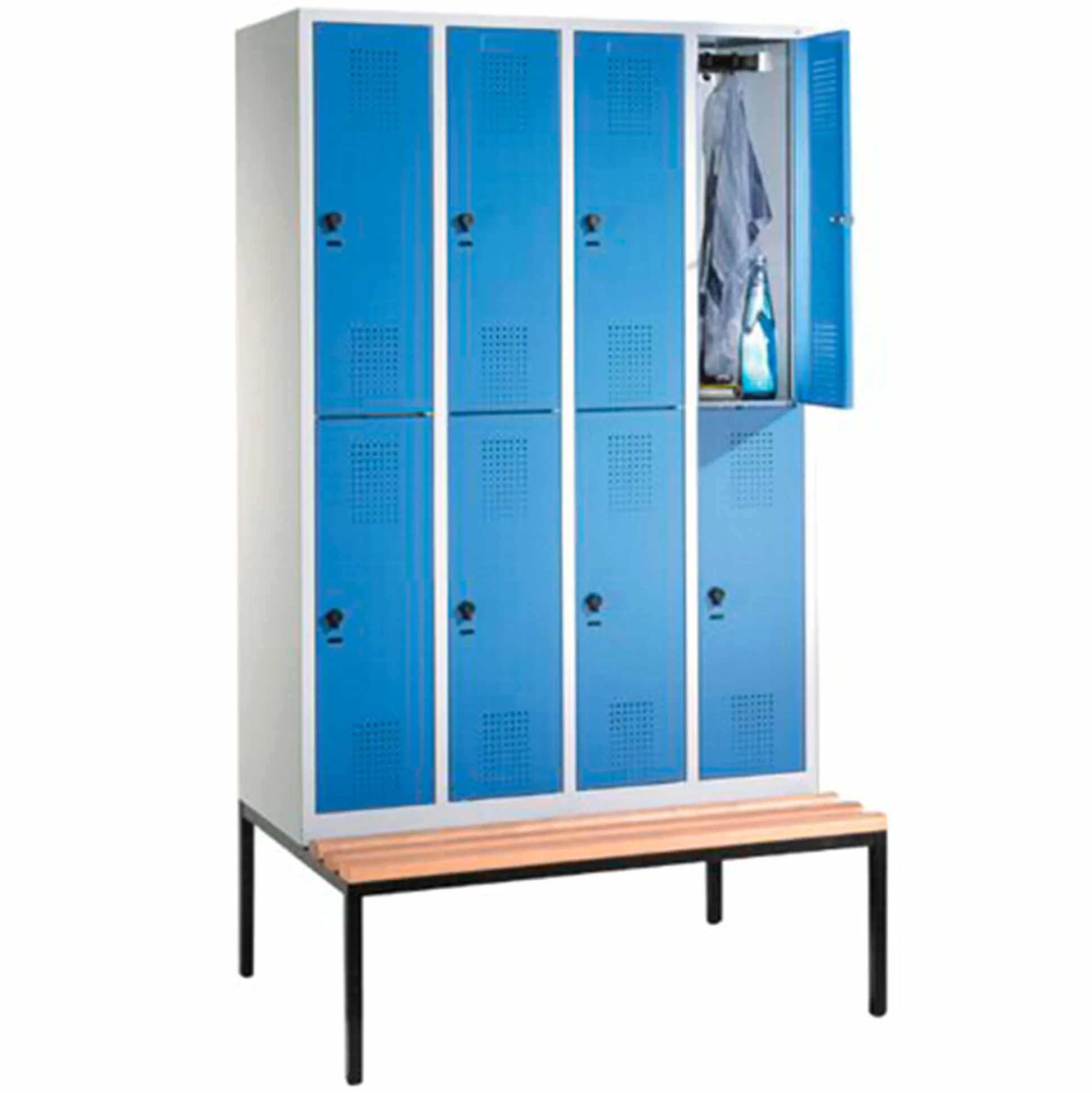 Evolo personaleboks m. bænk 4 x 2 rum