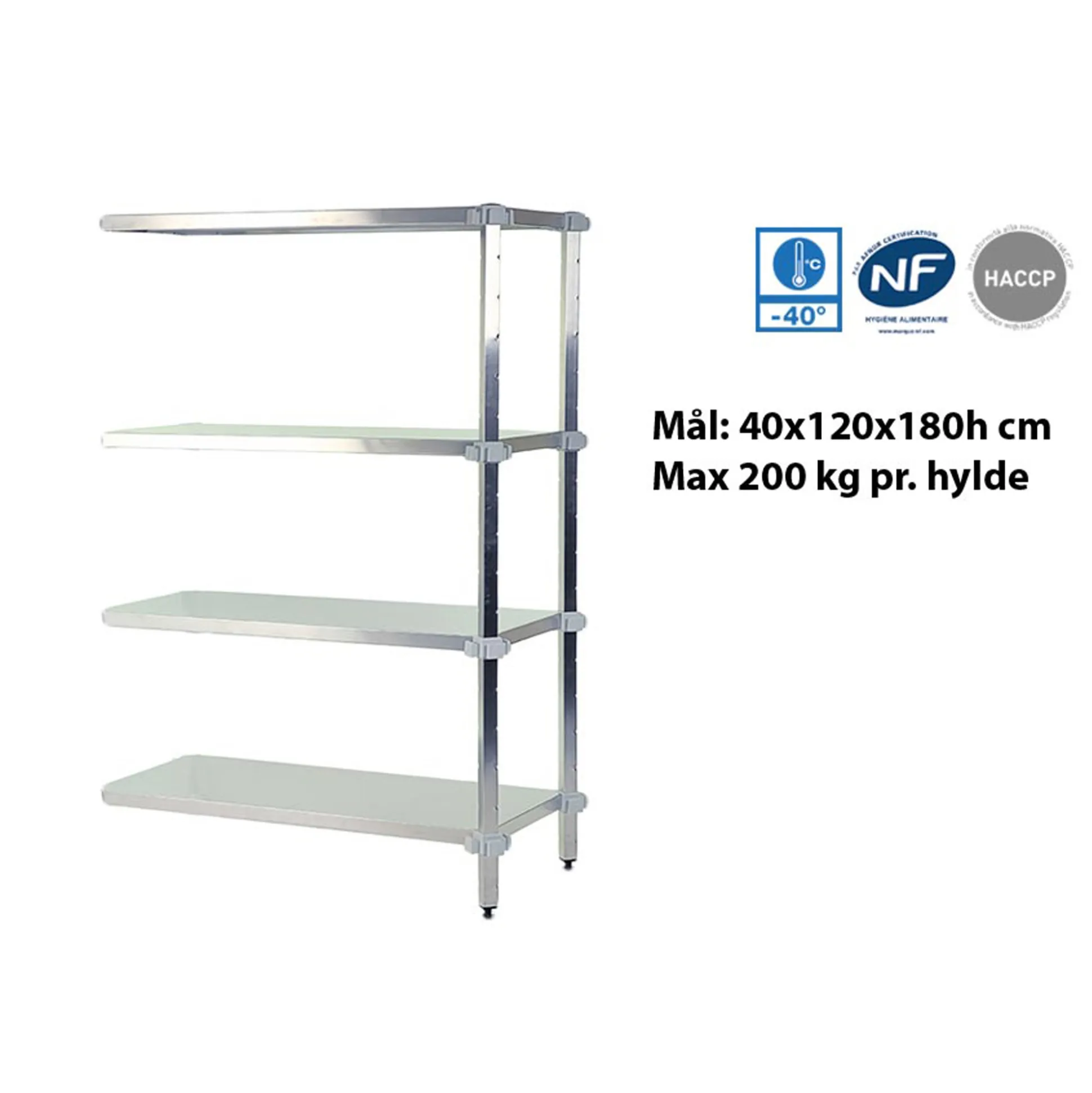 Fødevarereol følgefag 46x123x180h cm