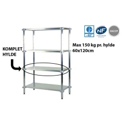 Fødevarereol komplet hylde d60x120cm