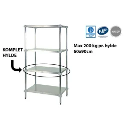 Fødevarereol komplet hylde d60x90cm