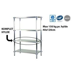 Fødevarereol komplet hylde d40x120cm