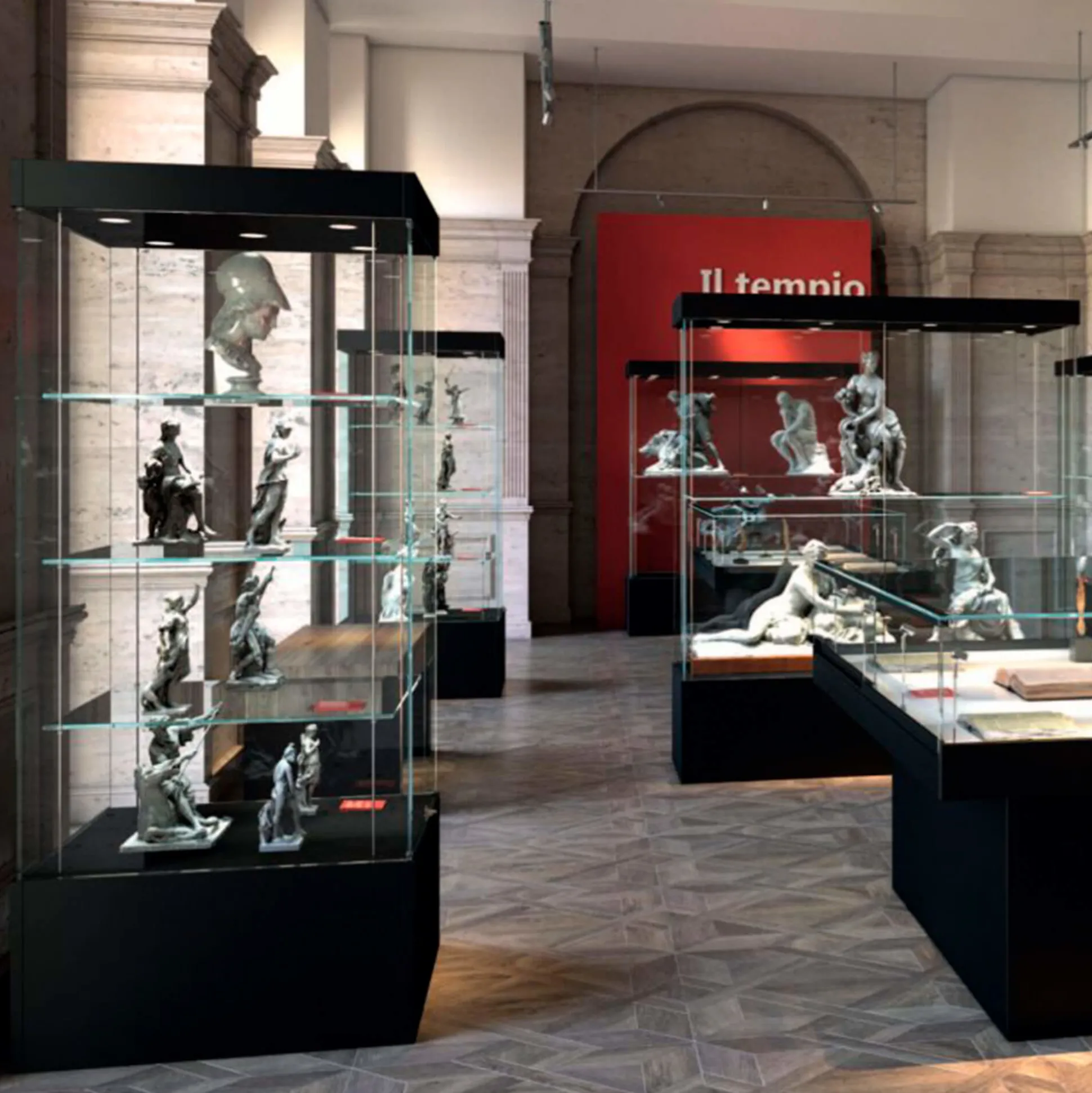 Glasmontre Athene 80 cm, m. 3 hylder