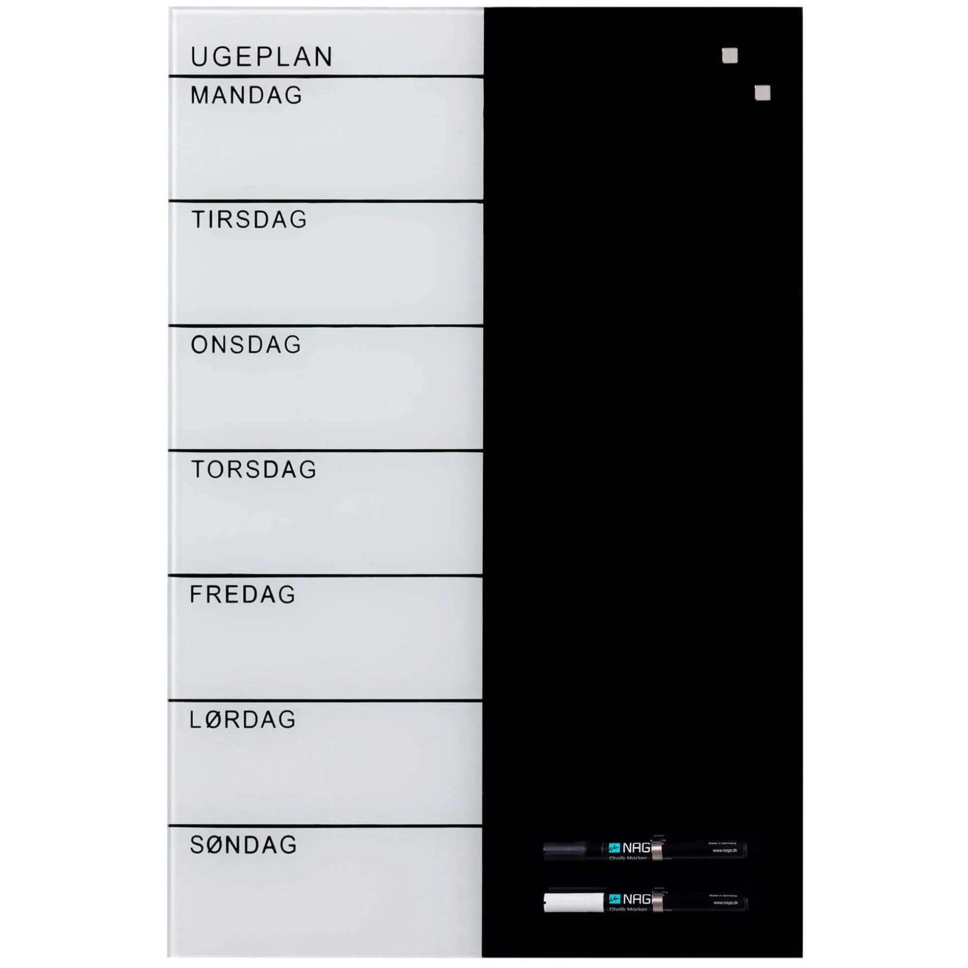 Glastavle Naga ugeplan 40x60 cm