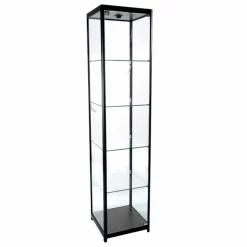 Glasvitrine Allum. m/lys og 4 hylder