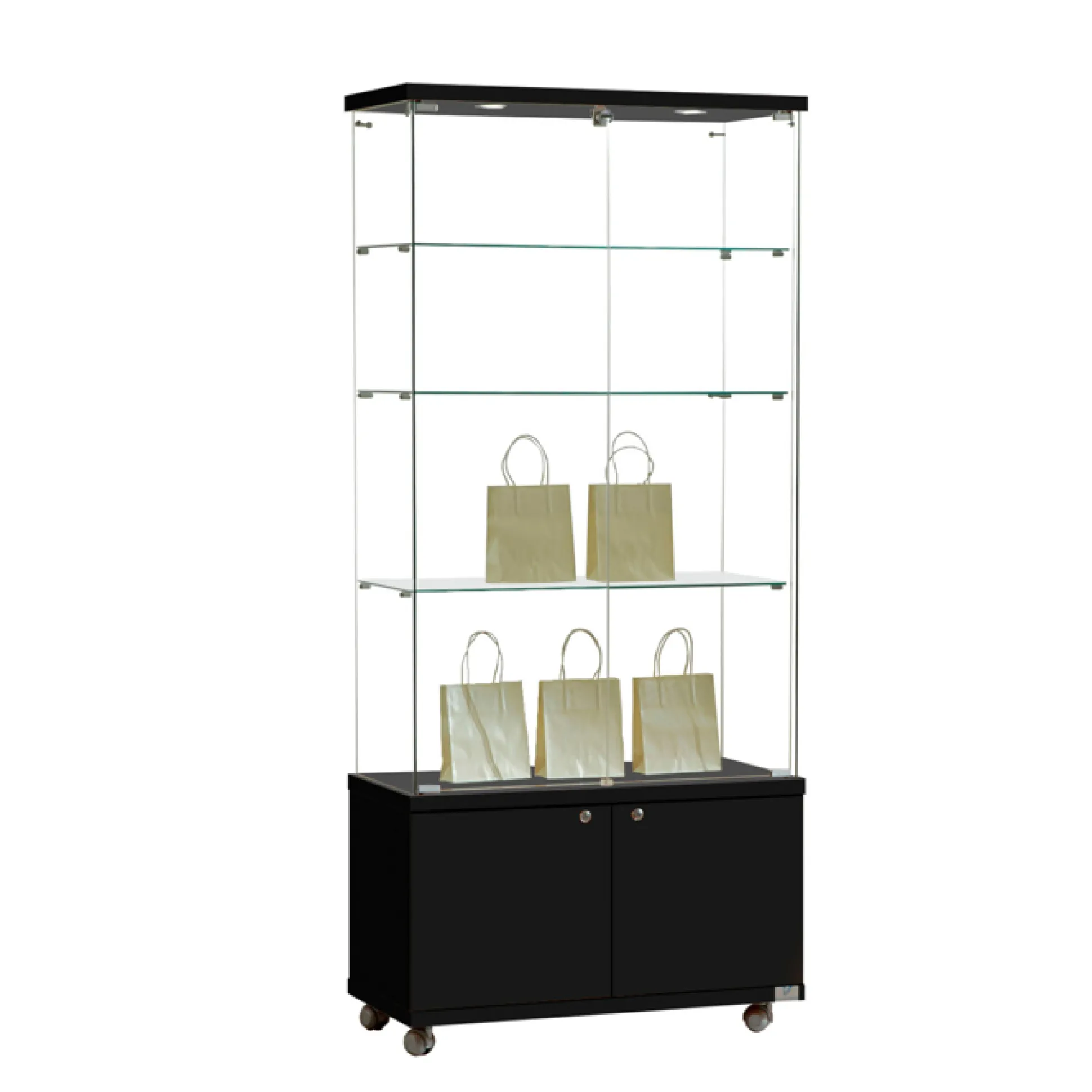 Glasvitrine Trento 4L. m/2 LED spot & skab