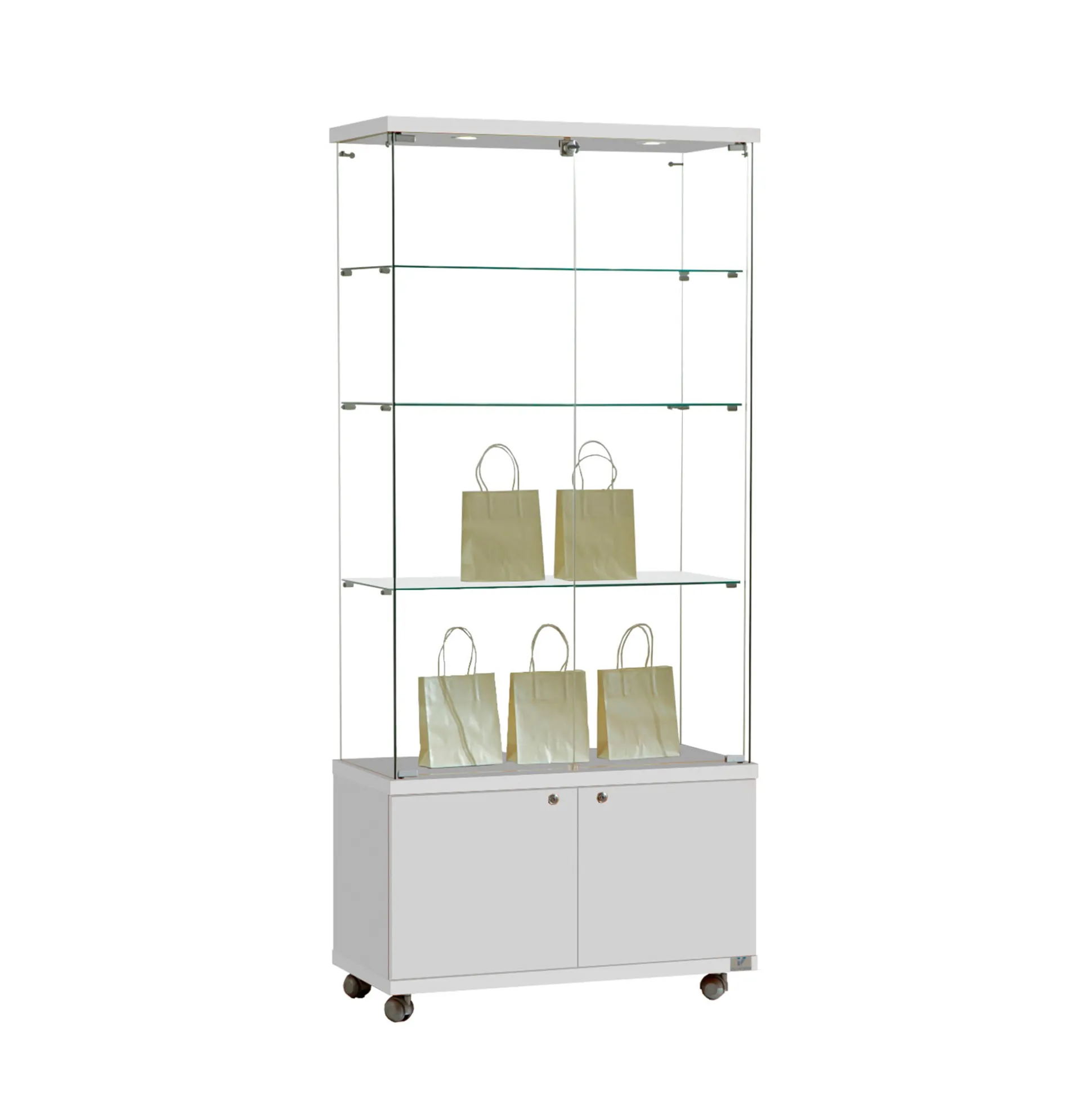 Glasvitrine Trento 4L. m/2 LED spot & skab