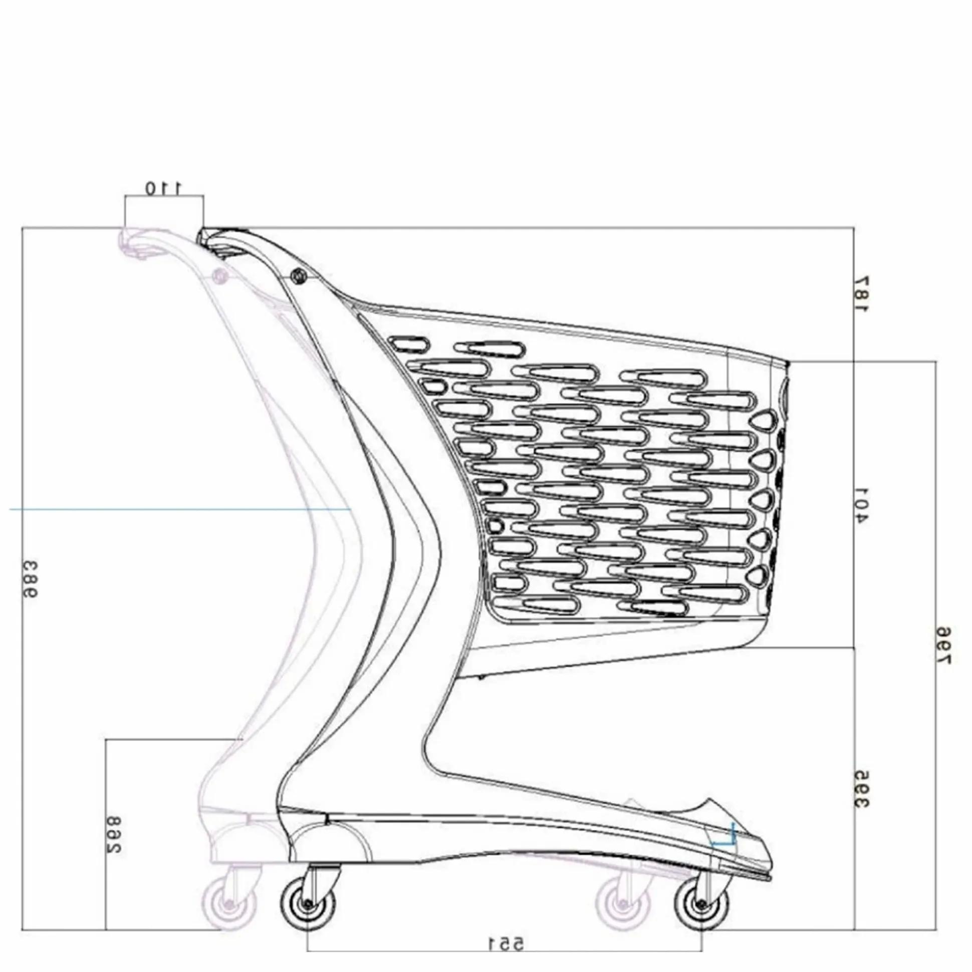 Indkøbsvogn 80 liter i plast, sort