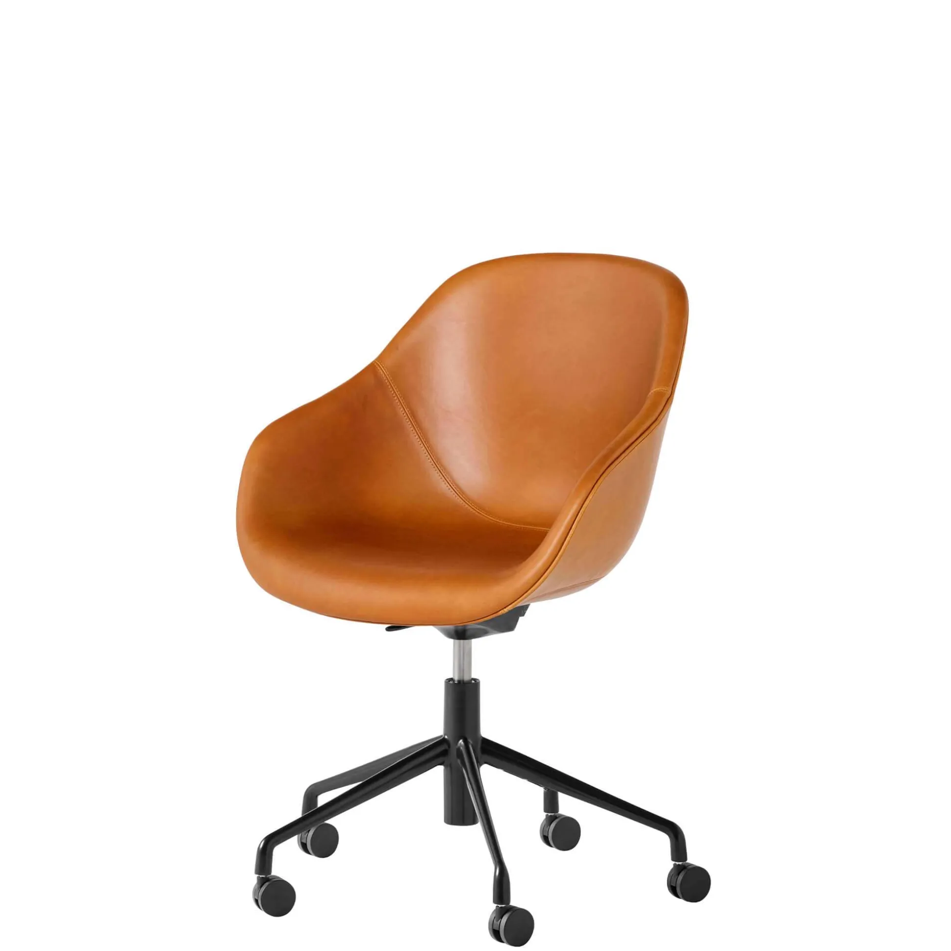 Kontorstol HAY AAC 155, sort/cognac læder