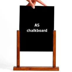 Kridttavle menuholder A5, mørk træ