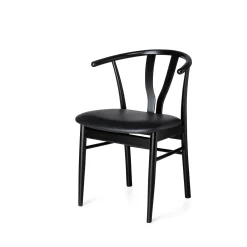 Leighton stol i massivt sort bøg og ægte læder