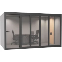 Mødeboks XT-XL antracit, møbleret med 2x skriveborde og stole