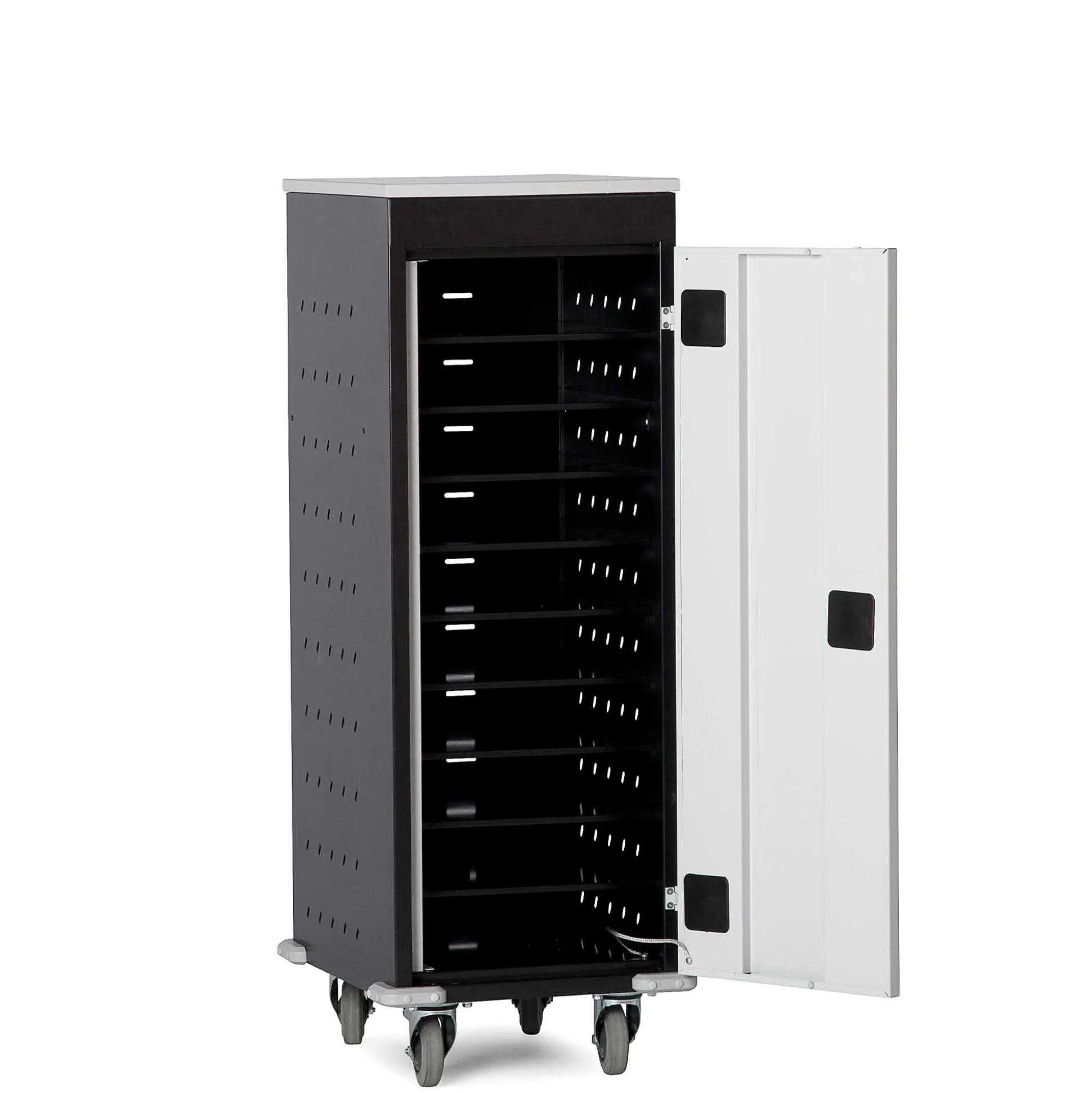 PC-vogn 10 rum med opladning, sort/grå