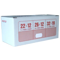 Prisetiket Meto 626 26x12 mm,6 rl. hvid