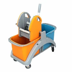 Rengøringsvogn i plast M/ presse