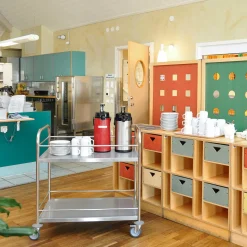 Rullebord 2 hylder, sarg. Rustfri