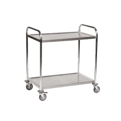 Rullebord 2 hylder, stor. Rustfri