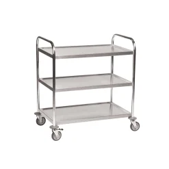 Rullebord 3 hylder, stor. Rustfri