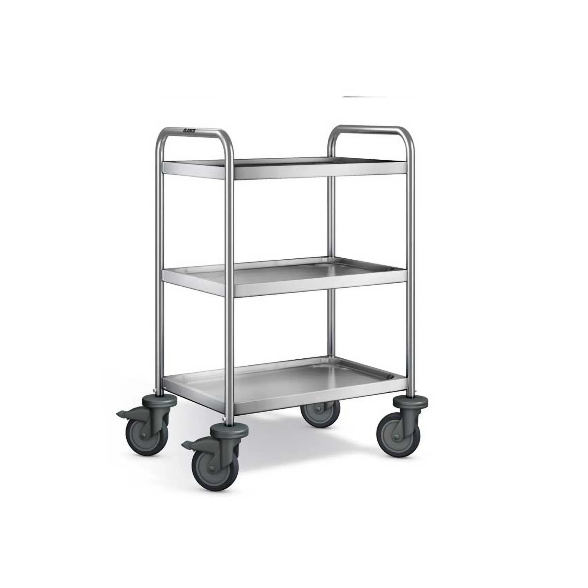 Rullebord m. 3 hylder, rustfri - Blanco