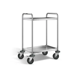 Rullebord m. 2 hylder, rustfri. Blanco