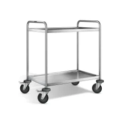 Rullebord m. 2 hylder, rustfri. Blanco