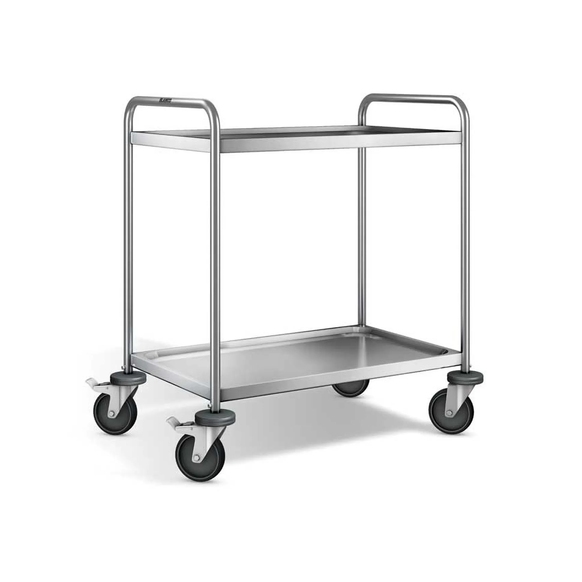 Rullebord m. 2 hylder, rustfri. Blanco