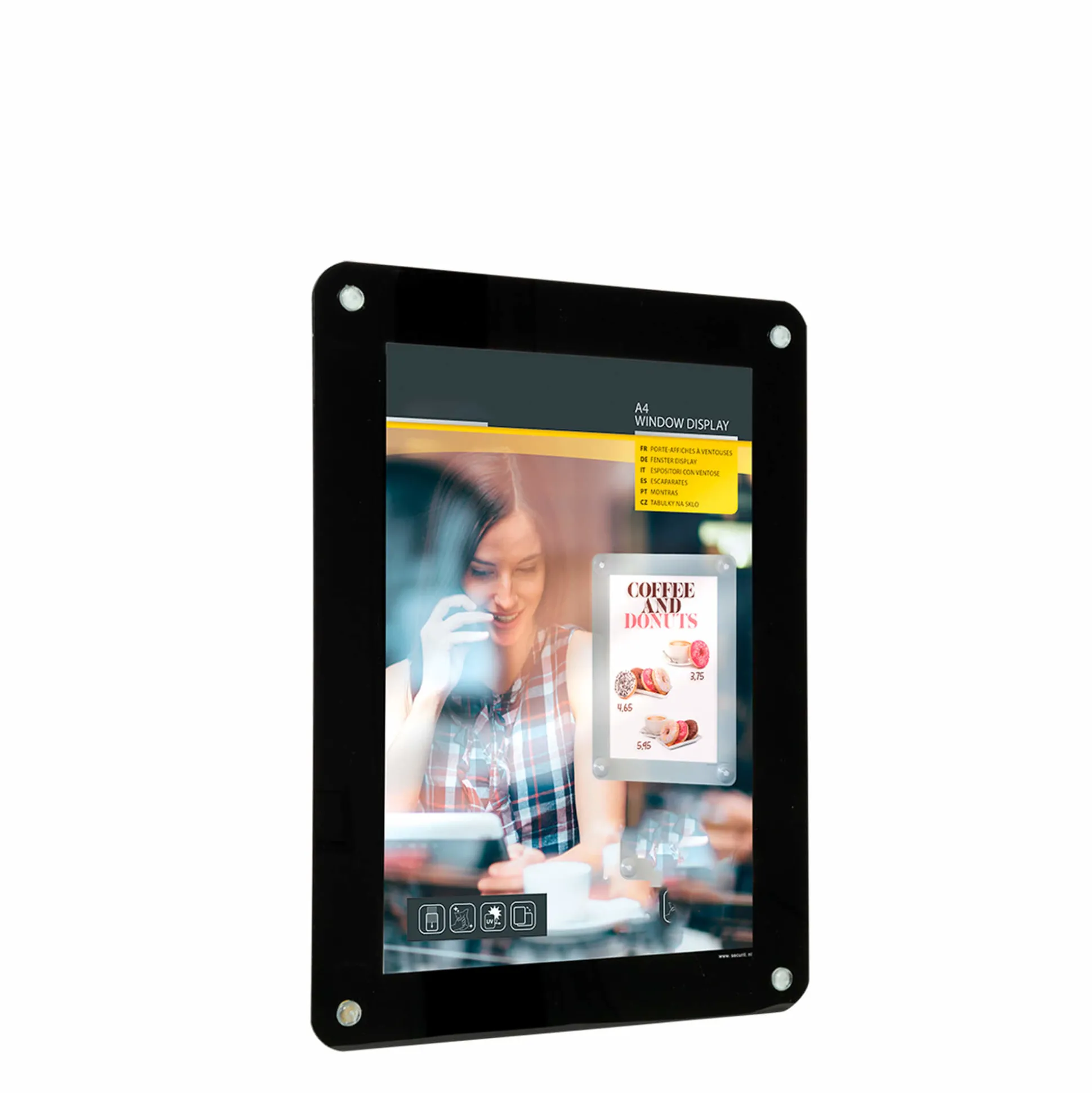 Skilt til vindue A4 med sugekop, sort