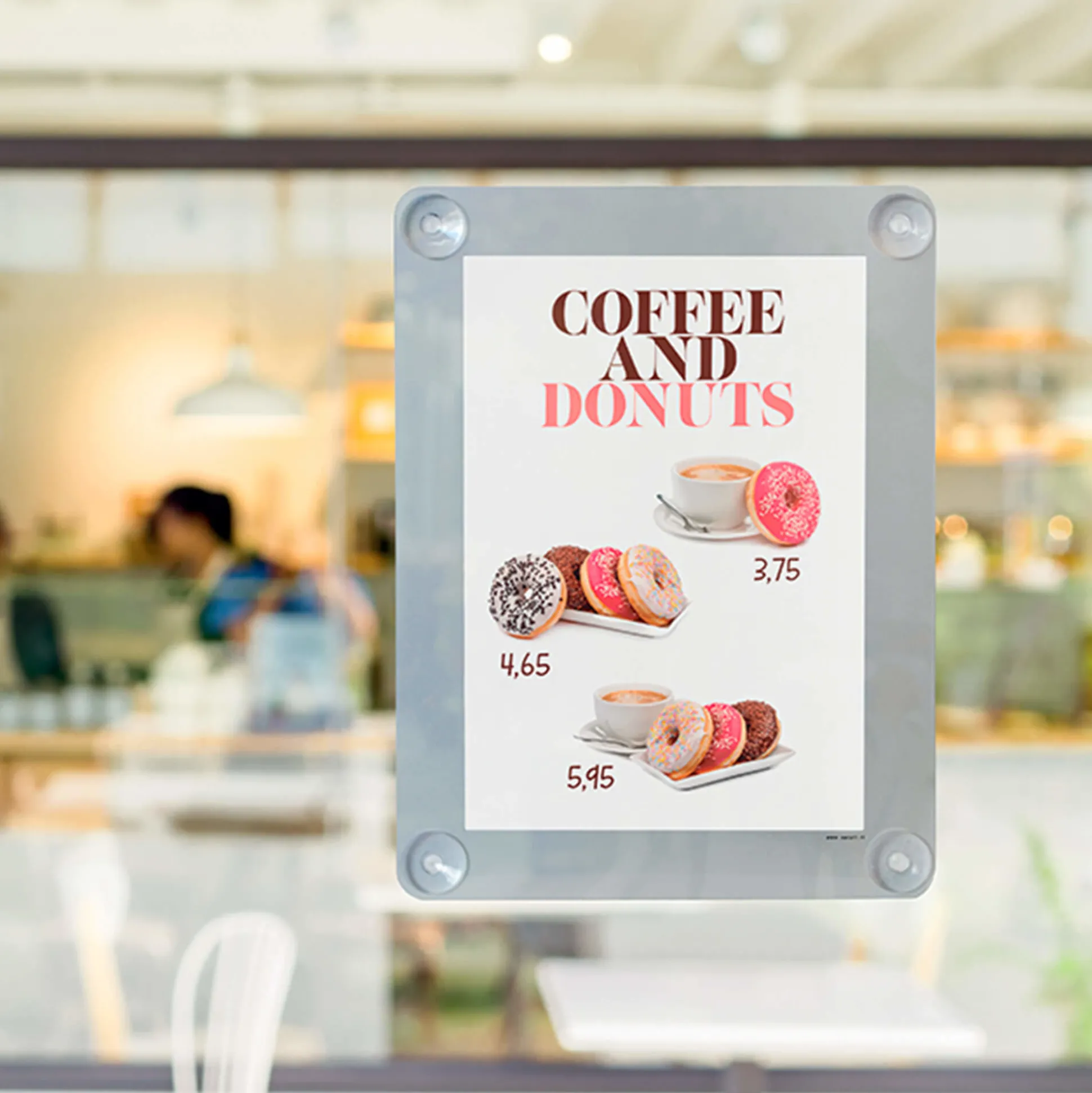 Skilt til vindue A4 med sugekop, sort