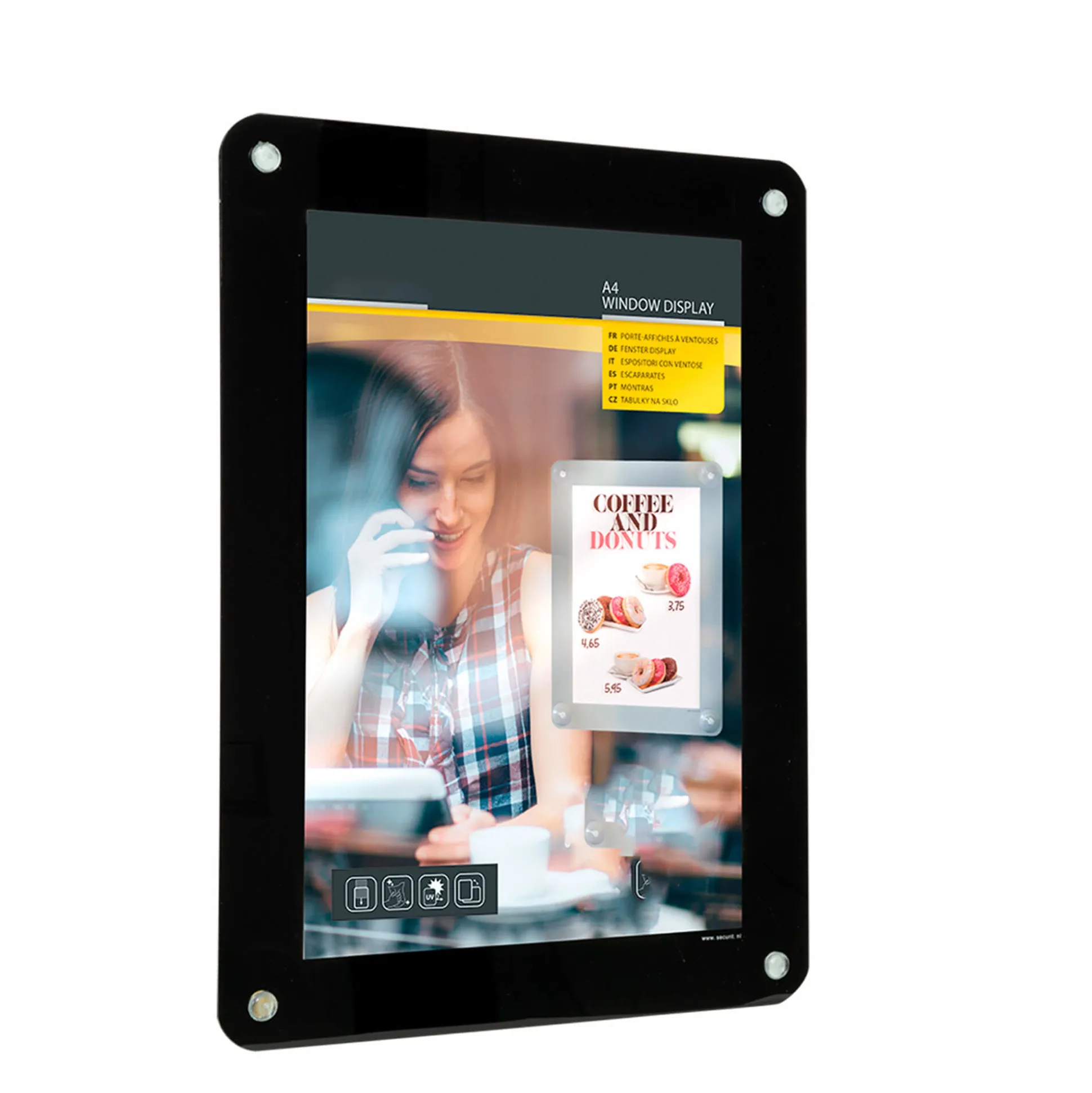 Skilt til vindue A3 med sugekop, grå