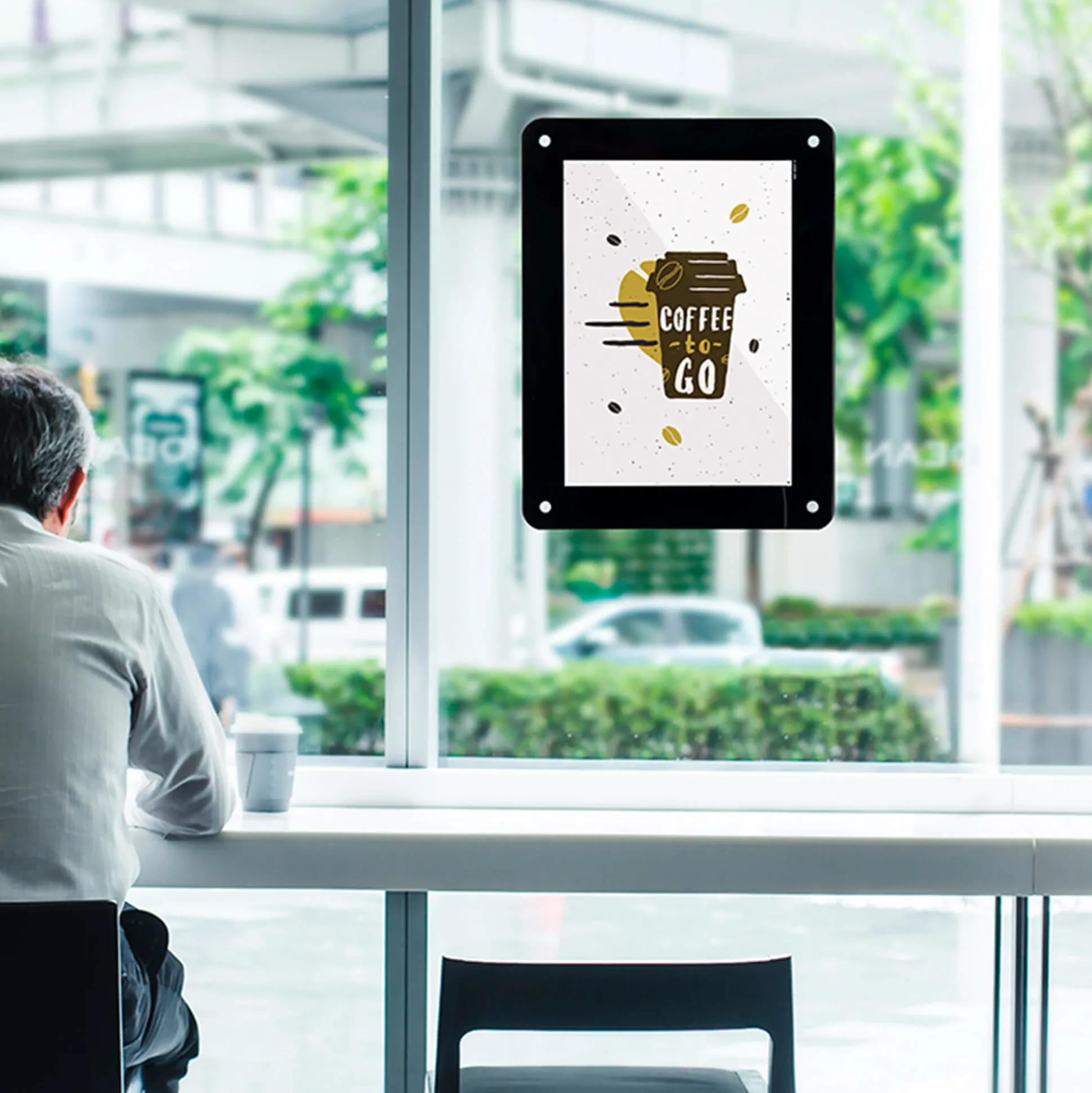 Skilt til vindue A3 med sugekop, grå