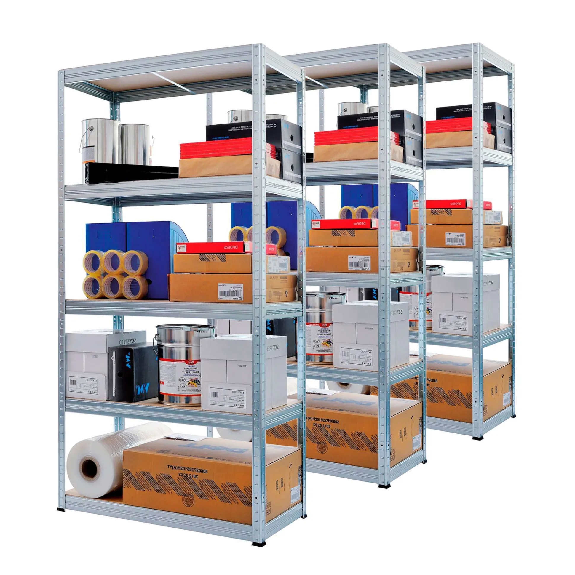 Stålreol StelCon - 3 stk, 45x90x180h cm