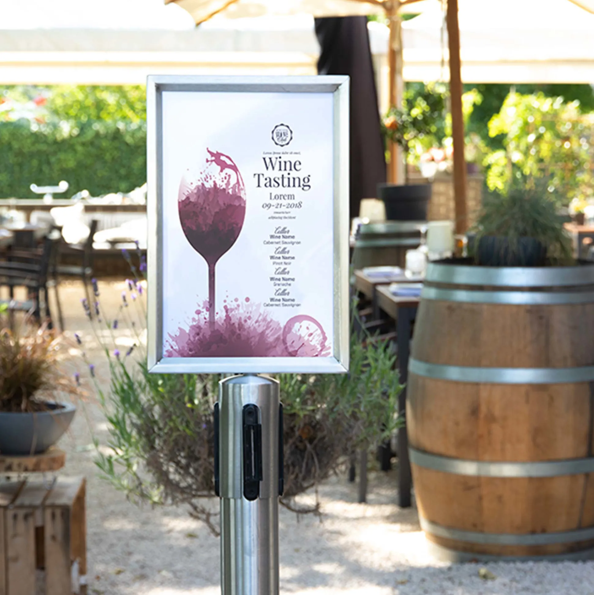 Topskilt A4 i stål til afspærringsstolpe