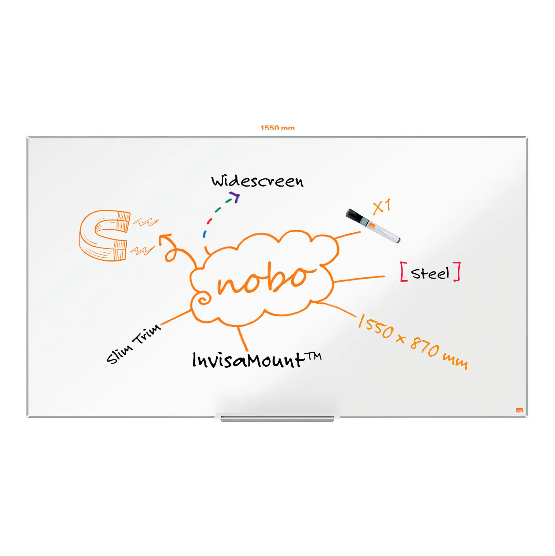 Widescreen whiteboard Nobo emaljeret 155x87 cm